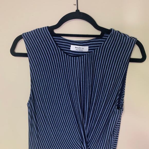 Bailey / 44 navy blue striped asymmetrical dress size M - Picture 3 of 13